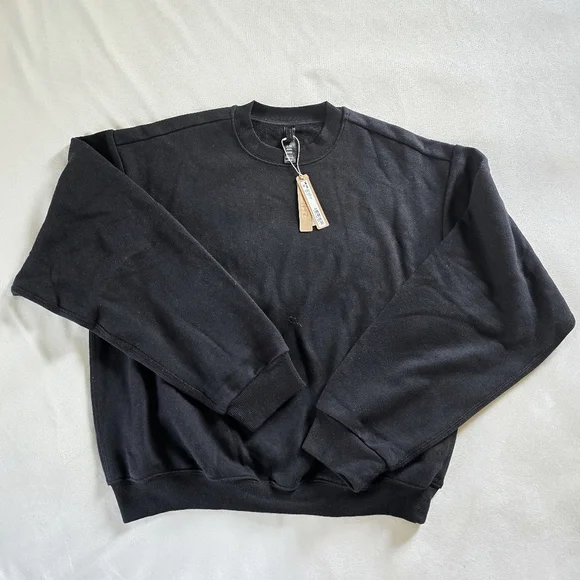 SKIMS▪️Cotton Fleece Classic Crewneck Pullover in Onyx - Picture 4 of 6